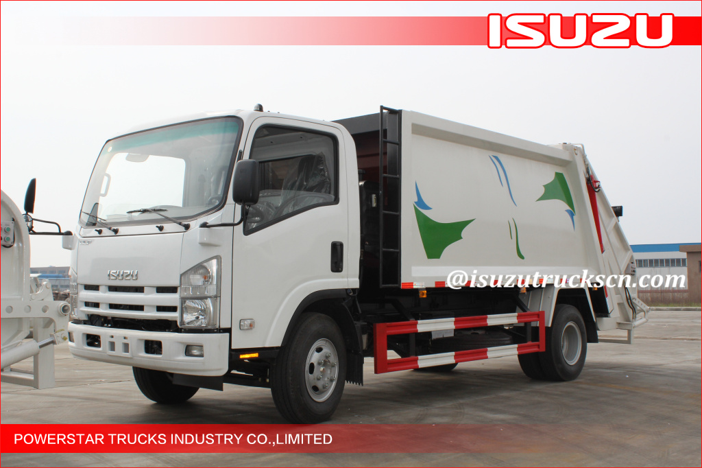Camión de basura pesado de compresión 4X2 ISUZU de 5 toneladas, camión compactador de basura de 8m3, camión de estación de basura compactador
