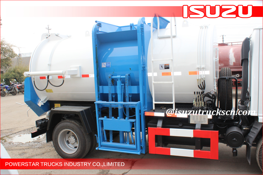 Camión de basura de cocina móvil Isuzu de 3 toneladas, vehículo de recolección de residuos de alimentos Isuzu