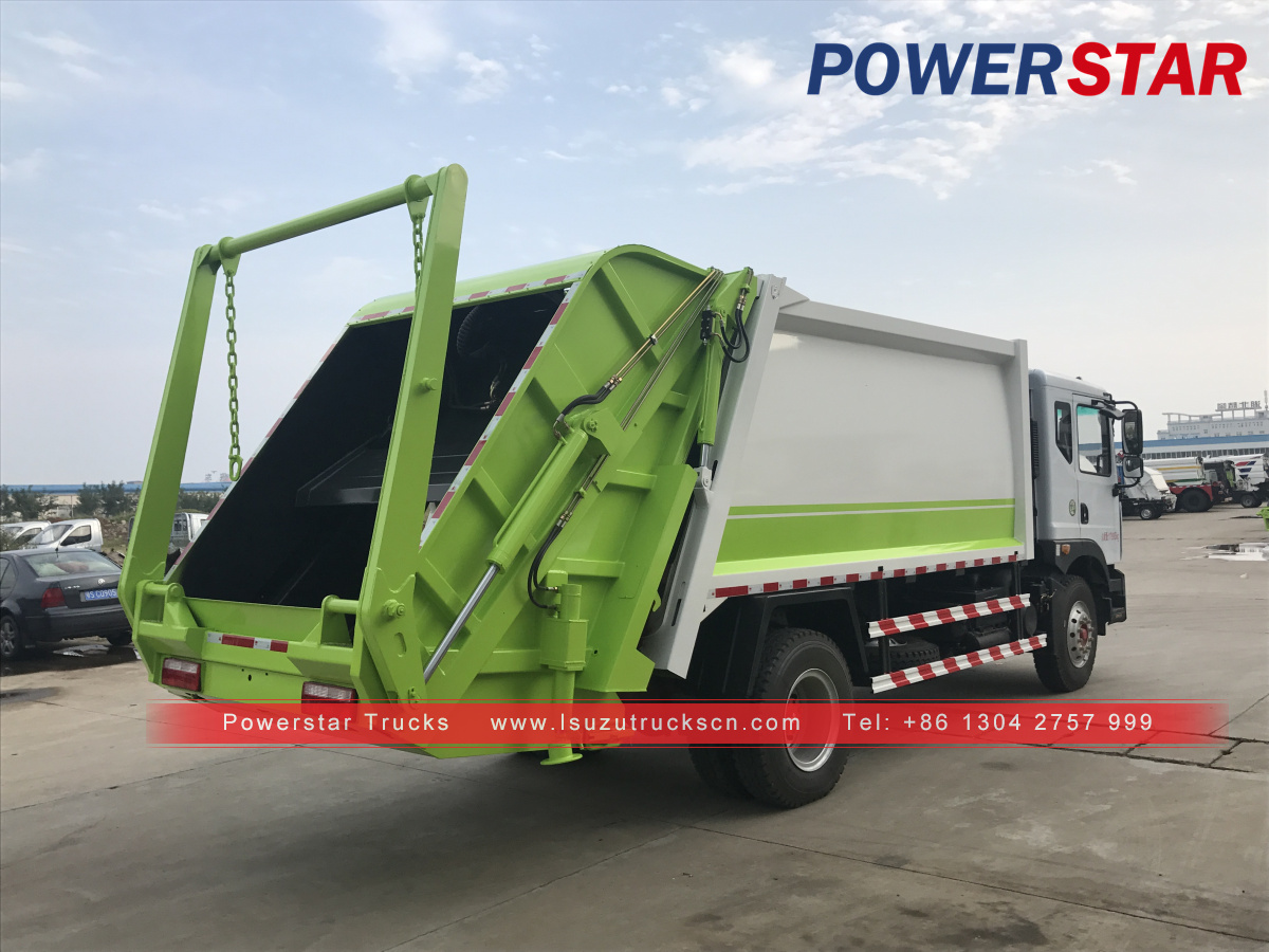 Camiones de basura de prensado hidráulico Isuzu con cargador trasero de 12m3 de Venezuela a la venta