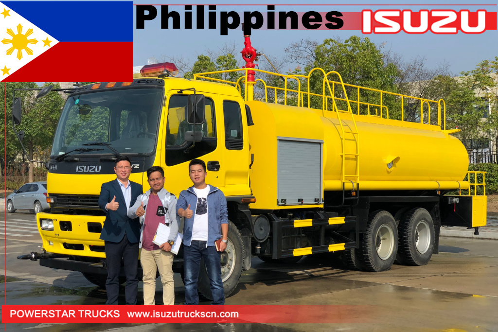 Camión bowser de agua 14000L del camión de bomberos del tanque de agua de la regadera del camino de Filipinas ISUZU FVZ en venta