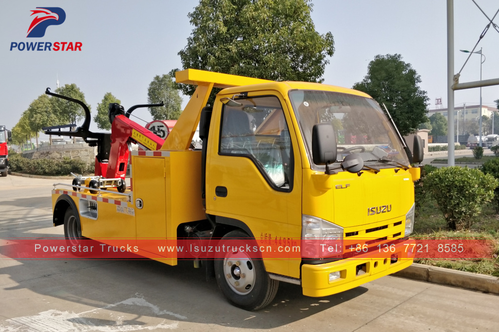 Camboya ISUZU grúa grúa vehículo de recuperación de carretera de servicio mediano a la venta