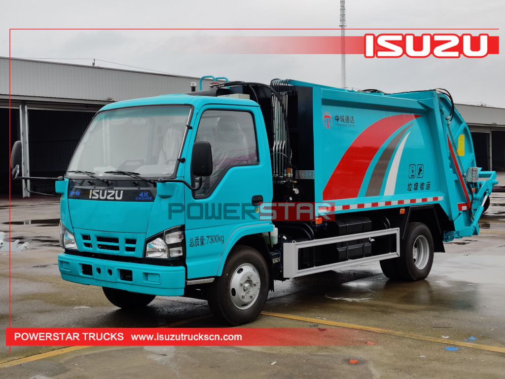 Mongolia Nuevo camión compactador de basura hidráulico ISUZU de 4-5 toneladas NKR NPR 130HP a la venta