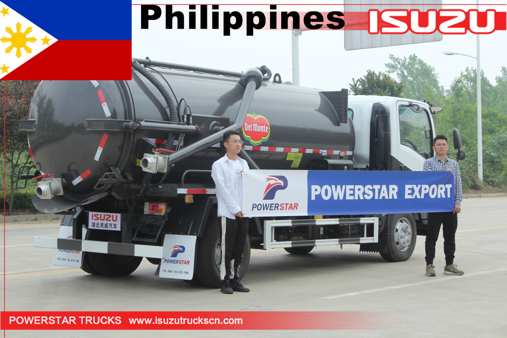 Camión cisterna de succión de aguas residuales al vacío ISUZU ELF 4x2 8M3 de Filipinas