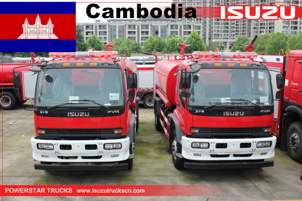 Camión de bomberos cisterna de agua ISUZU FVR de Camboya