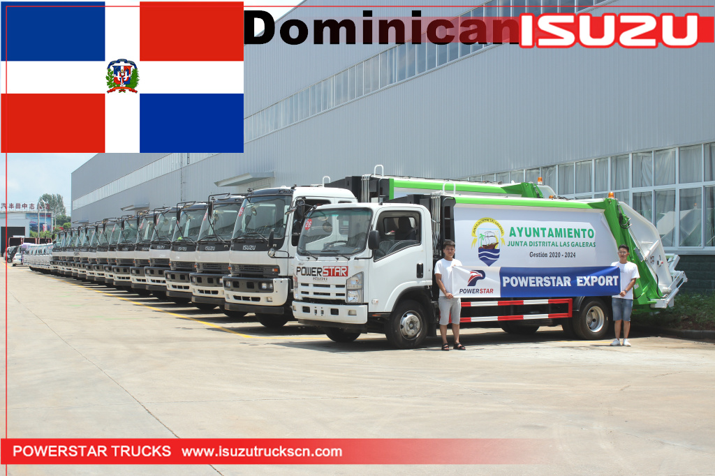 Camión compactador de basura de saneamiento municipal con cargador trasero ISUZU dominicano