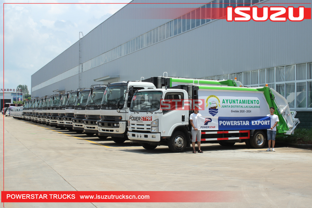 Camión compactador de basura de saneamiento municipal con cargador trasero ISUZU dominicano