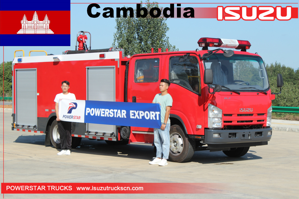 Camboya ISUZU Camión de bomberos de agua y espuma Equipo contra incendios Camión de bomberos