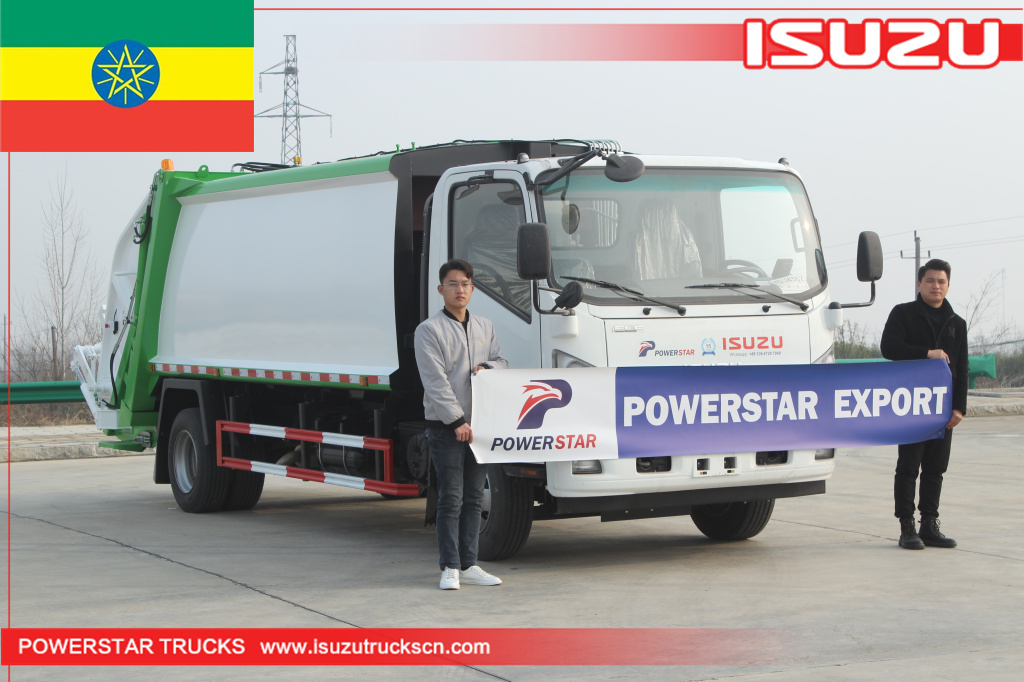 Camiones de basura compactadores de basura con cargador trasero ISUZU de Etiopía a la venta