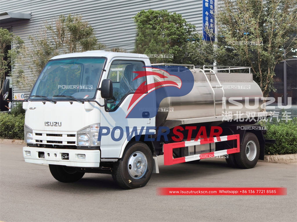 Camión cisterna de leche de acero inoxidable ISUZU de 4000 litros personalizado para Mongolia