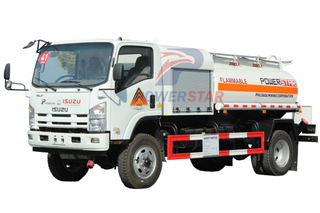 Filipinas Isuzu NPR/700P 4X4 4,000L AWD Camiones cisterna de entrega de aceite Bowser de combustible todoterreno