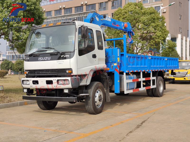 ISUZU FVR All Wheel Drive 4X4 Cargo Truck with 5 Tons Boom Crane with 4 Sections Boom Crane Truck Mounted Crane for sale