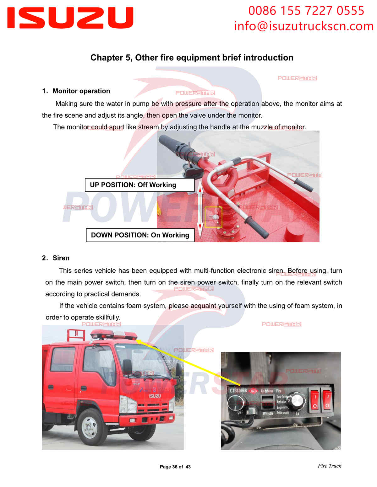 Exportación de camión de bomberos de agua y espuma POWERSTAR ISUZU 100P a Albania