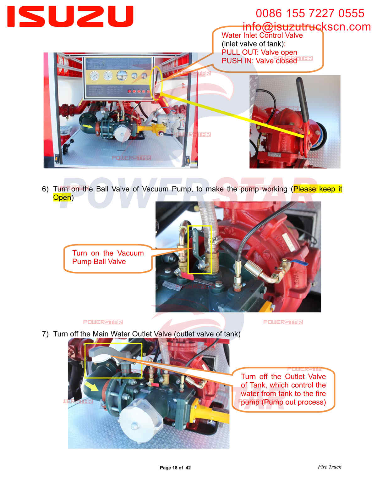 Exportación de camiones de bomberos de agua y espuma POWERSTAR ISUZU ELF a Dubai