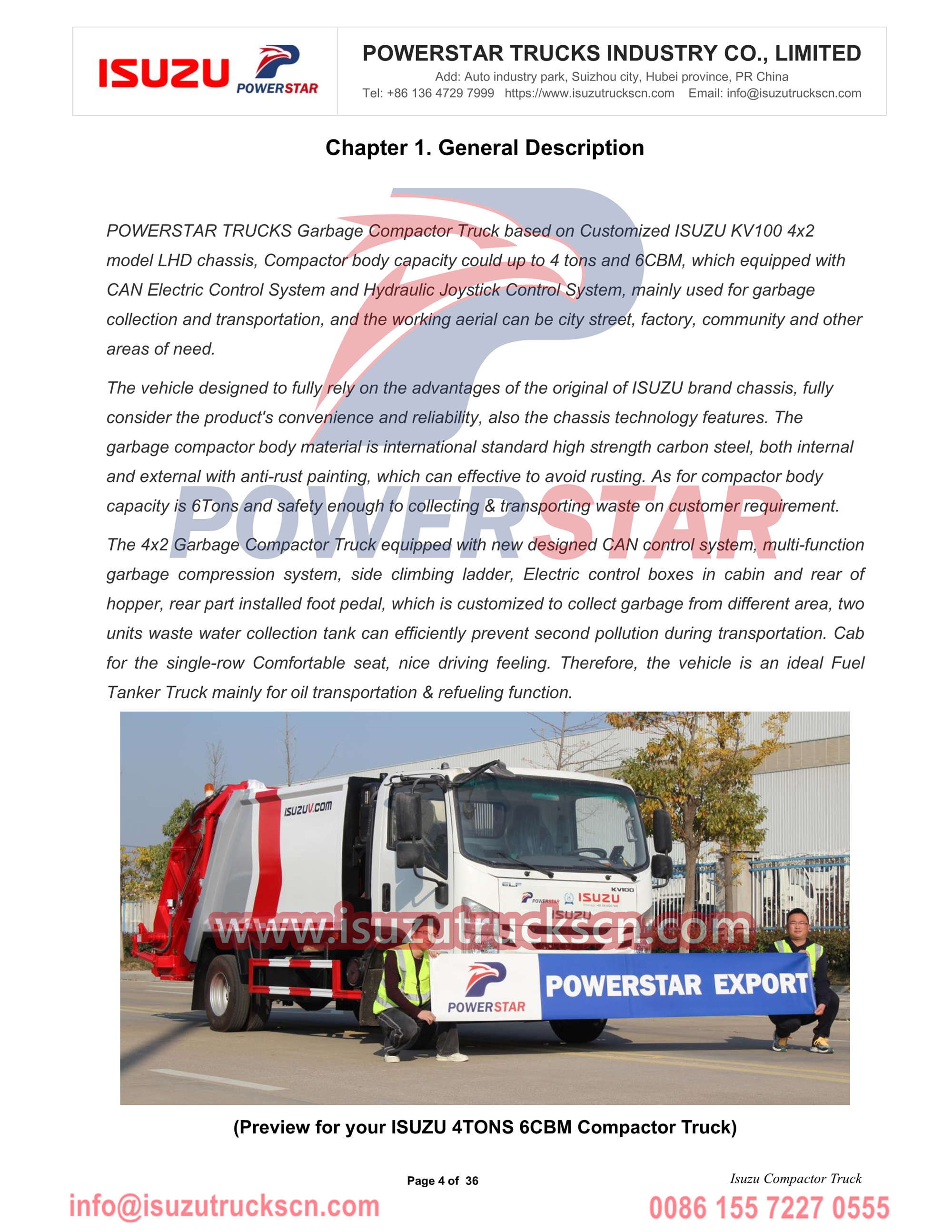 ISUZU NPR camión compactador de basura exportación manual de Moldavia