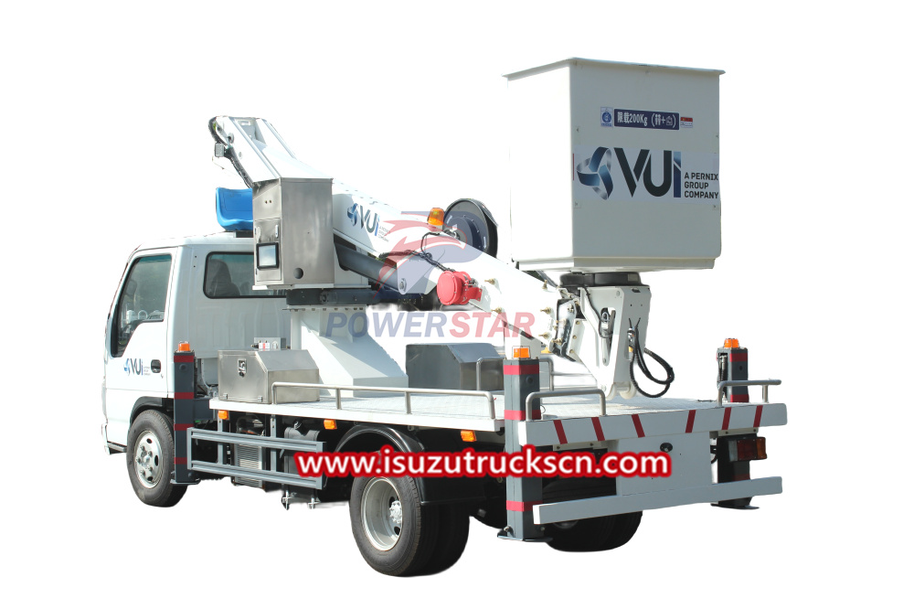 Camión con cangilones con pluma telescópica y chasis Isuzu