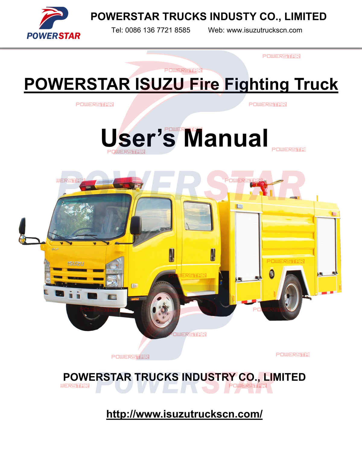 Manual del usuario de camiones contra incendios de espuma de agua ISUZU NPR de 5000 litros de Dubai
    