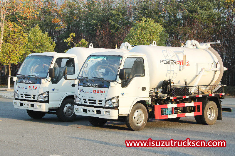 Camiones de succión de aguas residuales al vacío con bomba ISUZU 5CBM Moro
    