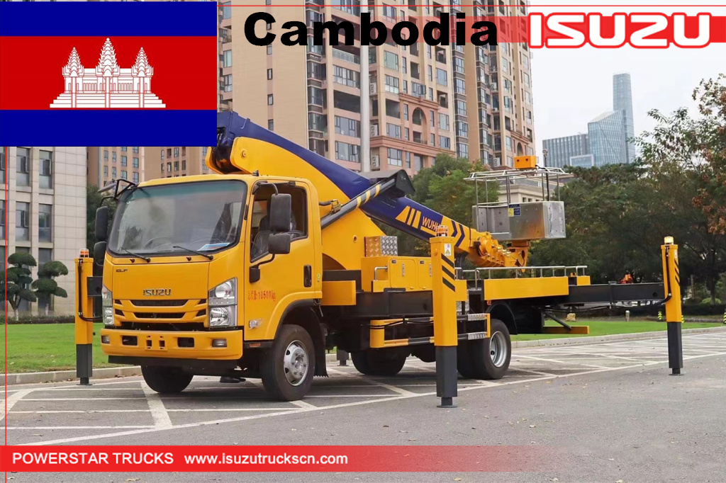 Camboya - Camión elevador aéreo de cangilones ISUZU
    