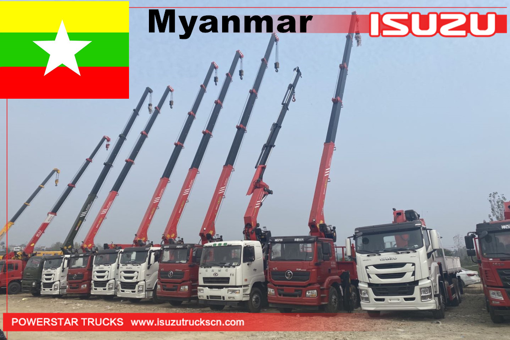 Myanmar -5 unidades de camión de carga ISUZU GIGA con grúa Palfinger SPS40000 de 16 toneladas
    