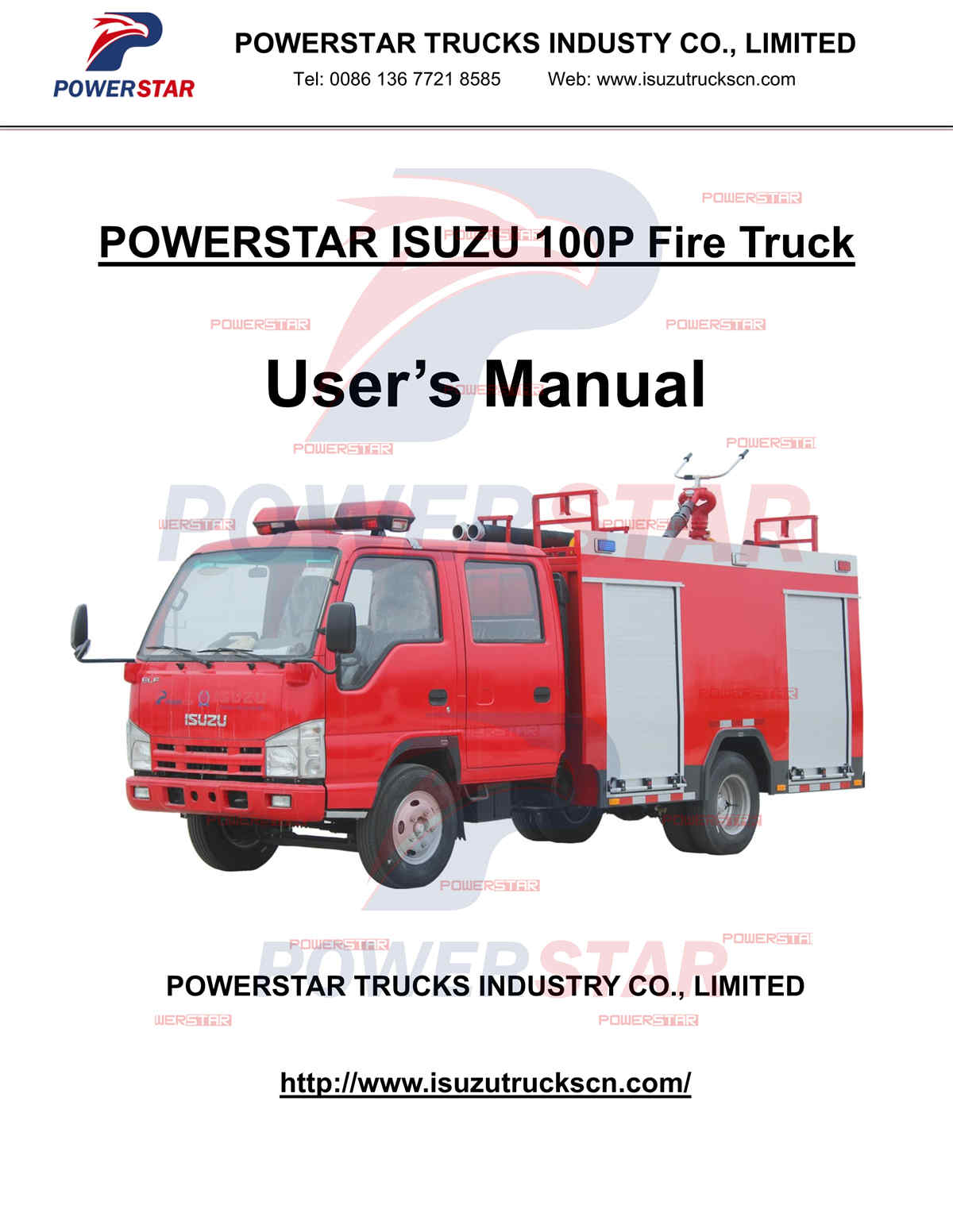 Manual del usuario de los mini camiones de extinción de incendios de espuma de agua ISUZU de Albania europea
    