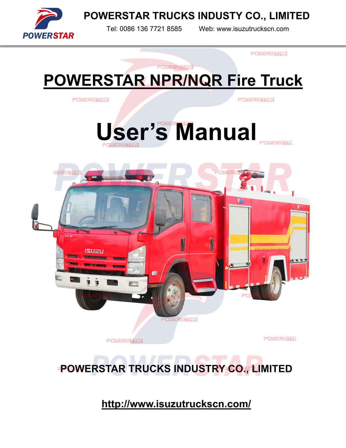 Manual del usuario de camiones cisterna de agua contra incendios ISUZU 700P de Sierra Leona
    