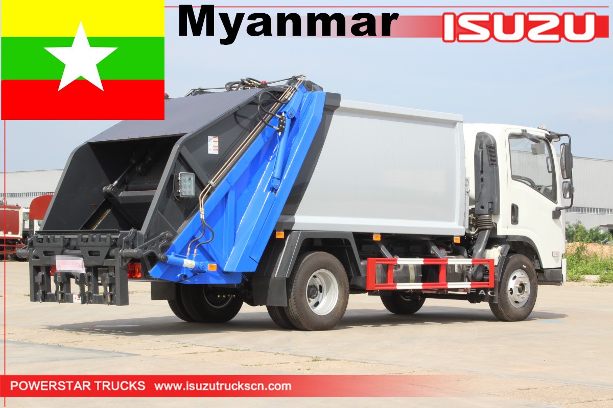 Myanmar - Camión compactador de basura de carga trasera ISUZU de 1 unidad
    