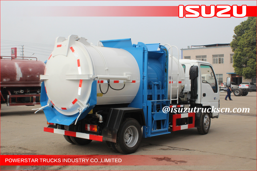 Camión de basura de cocina móvil Isuzu de 3 toneladas, vehículo de recolección de residuos de alimentos Isuzu