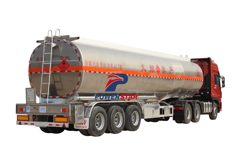 Semirremolque de aceite de 3 ejes del camión cisterna Feul de aleación de aluminio de la marca Powerstar 40 m3