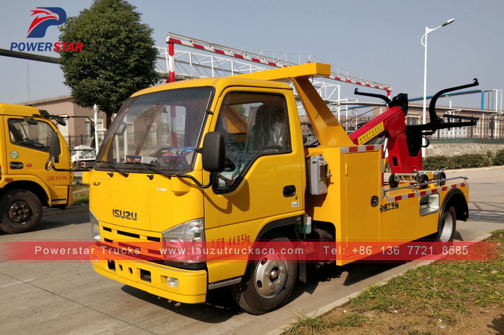 Camboya ISUZU grúa grúa vehículo de recuperación de carretera de servicio mediano a la venta