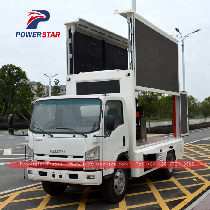 Camión de escenario móvil de la marca Isuzu y camión hidráulico con pantalla LED para exteriores para roadshow