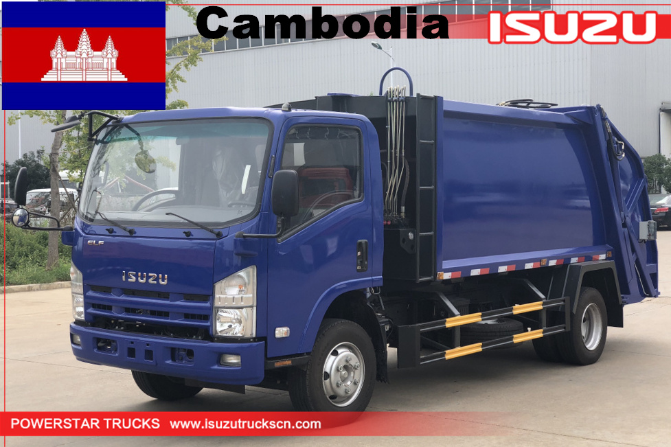 Camiones de basura de prensado hidráulico Isuzu con cargador trasero nuevos en Camboya a la venta