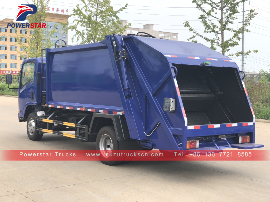Camiones de basura de prensado hidráulico Isuzu con cargador trasero nuevos en Camboya a la venta