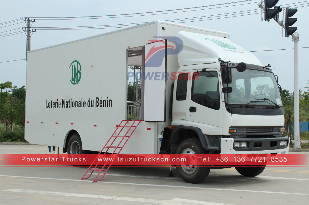 África Benin Nuevo ISUZU Elección al aire libre Voto Coche Publicidad móvil Show Truck con escenario plegable