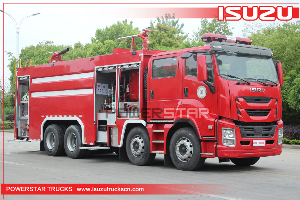 Camión combinado de lucha contra incendios en polvo de espuma de agua resistente de Japón ISUZU GIGA