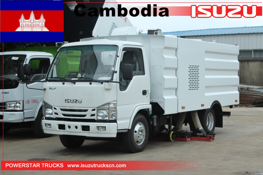 Camión inteligente de limpieza de carreteras de la máquina de limpieza de polvo de carreteras ISUZU de Camboya