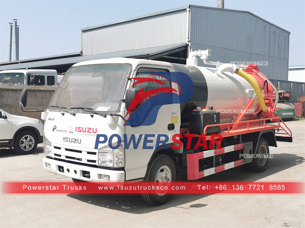 Camión de aguas residuales por vacío ISUZU duradero de 4000 litros a precio promocional