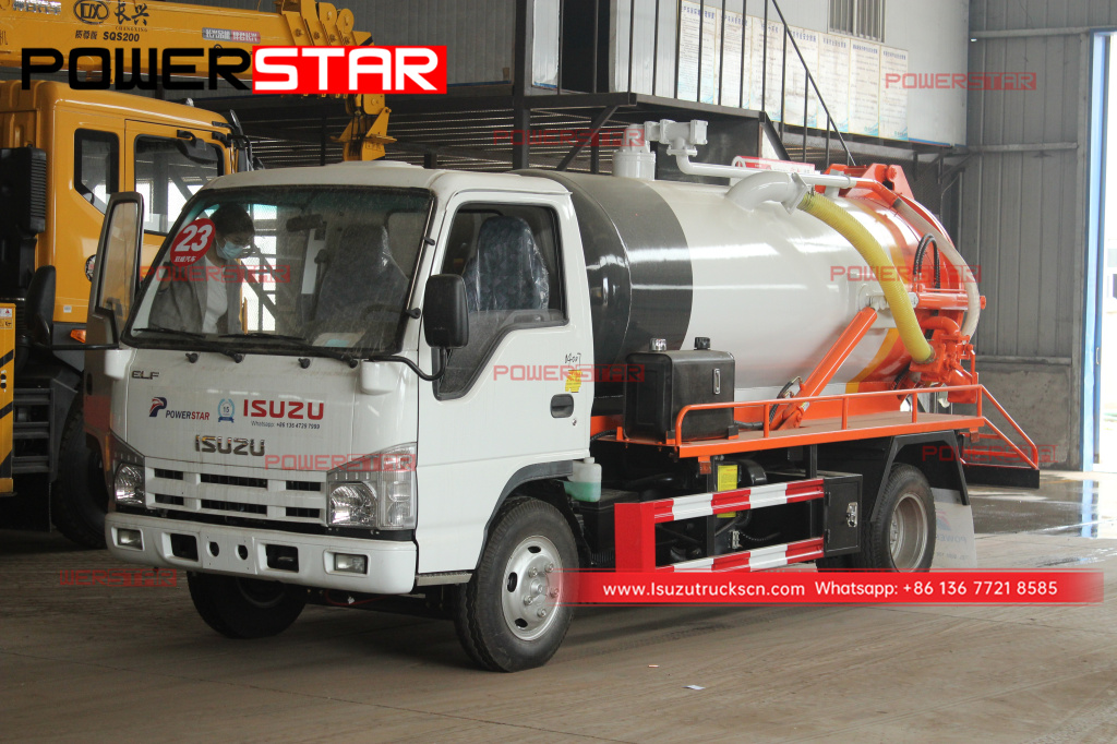 Ruanda - Camión móvil de succión de aguas residuales con cisterna de vacío ISUZU 4,000L a la venta