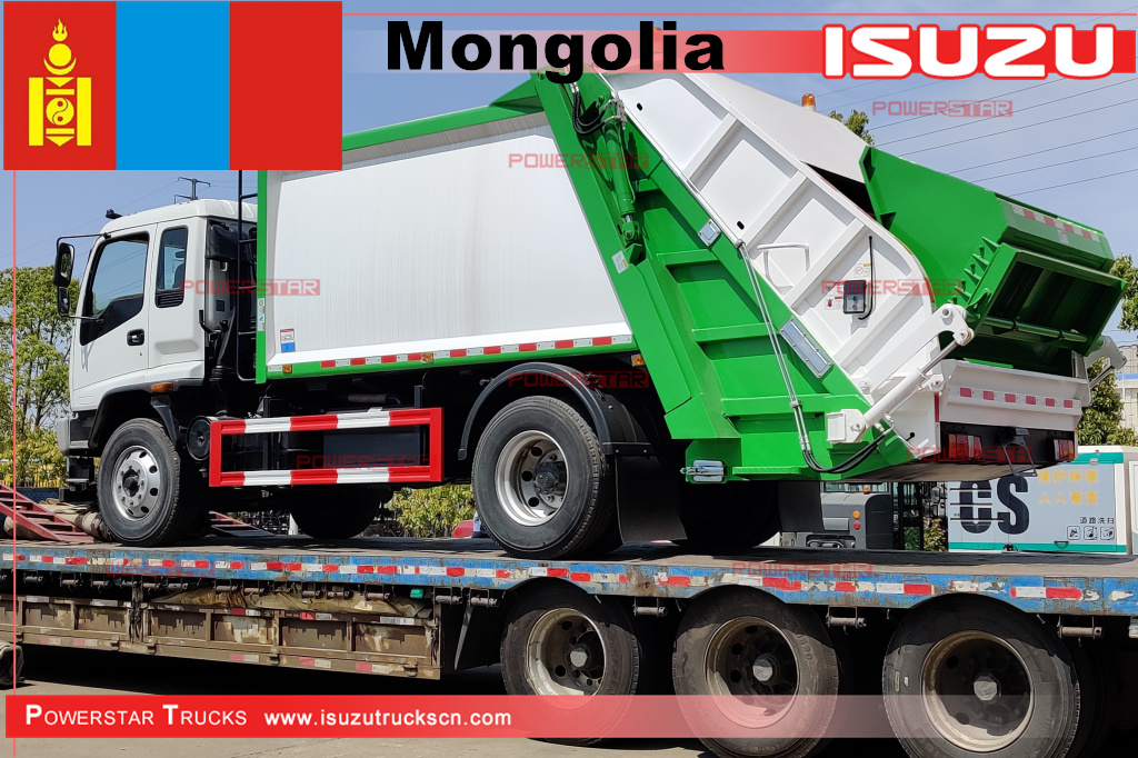 Camión compactador de basura ISUZU FTR/FVR de Mongolia y camiones grúa con pluma NPR