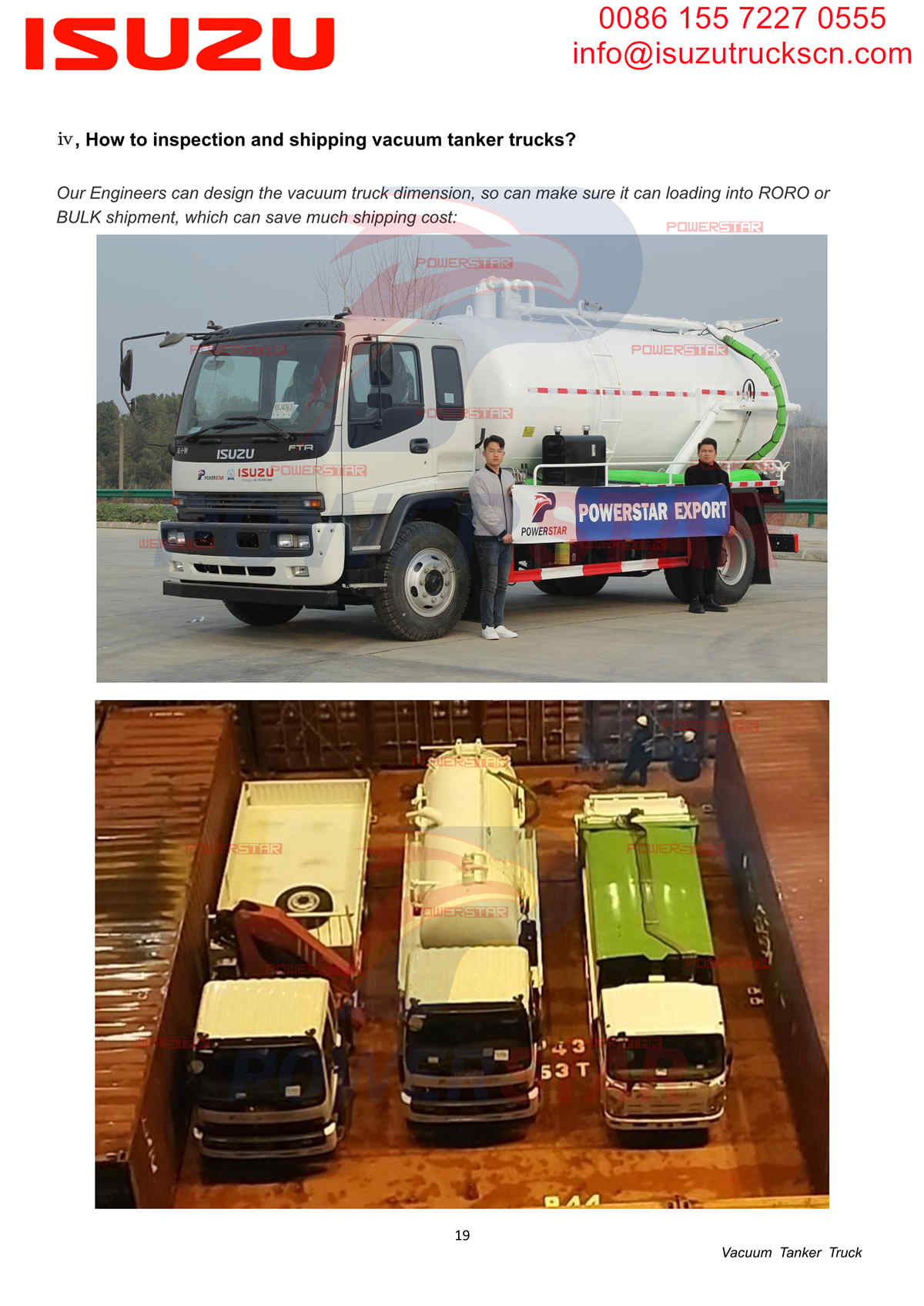 Camión cisterna de vacío ISUZU FTR FRR FSR 10cbm Manual Ruanda