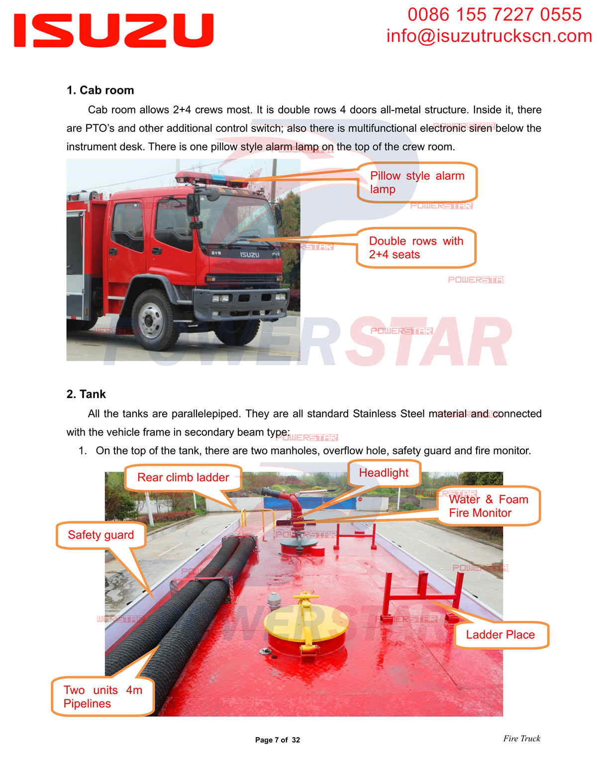 Exportación de camiones de bomberos POWERSTAR ISUZU FVZ a África