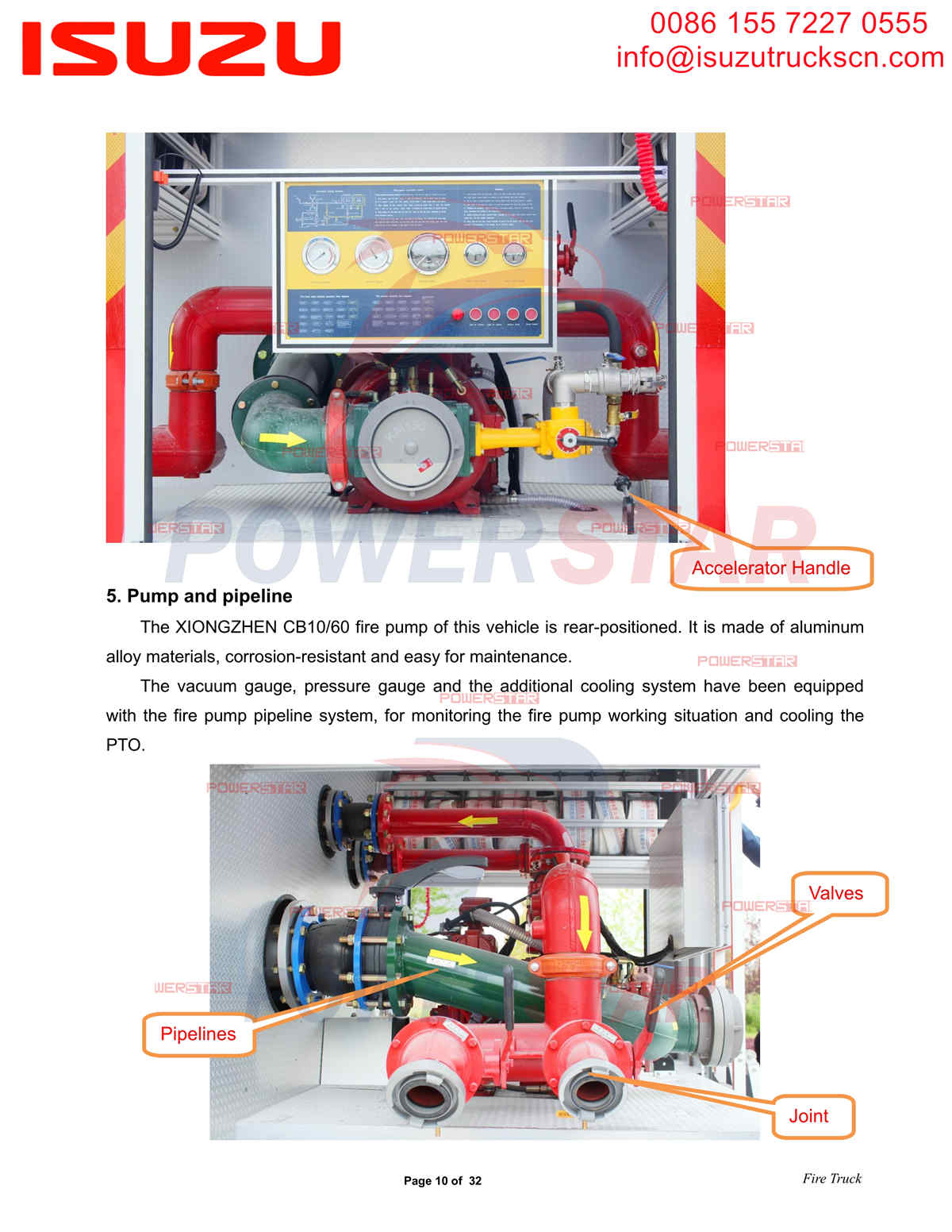 Exportación de camiones de bomberos POWERSTAR ISUZU FVZ a África