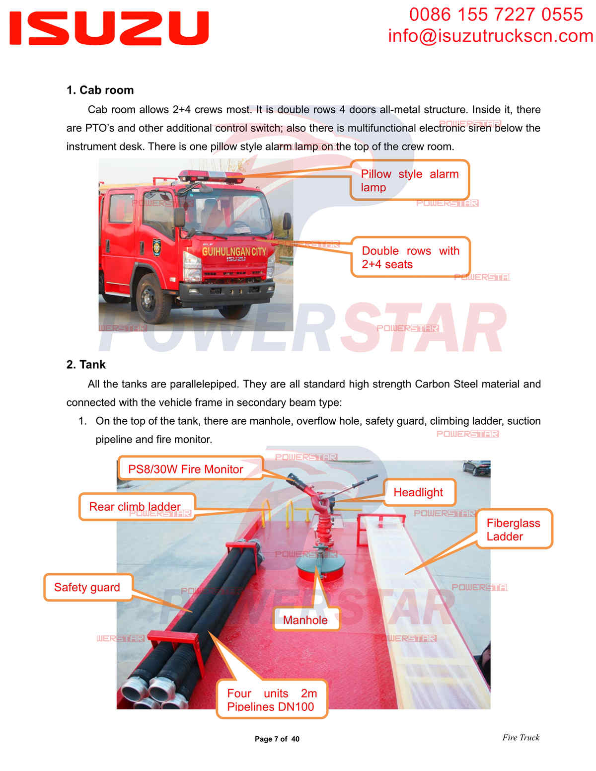 Exportación de camiones de bomberos acuáticos POWERSTAR ISUZU NQR a Filipinas Davao