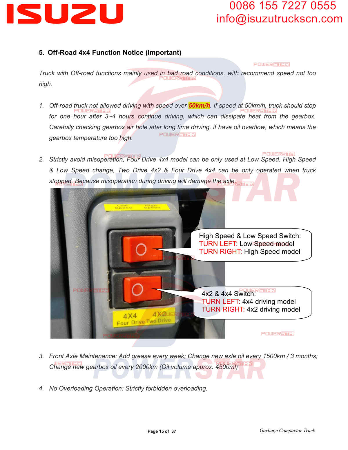 Manual de funcionamiento del compactador de basura POWERSTAR