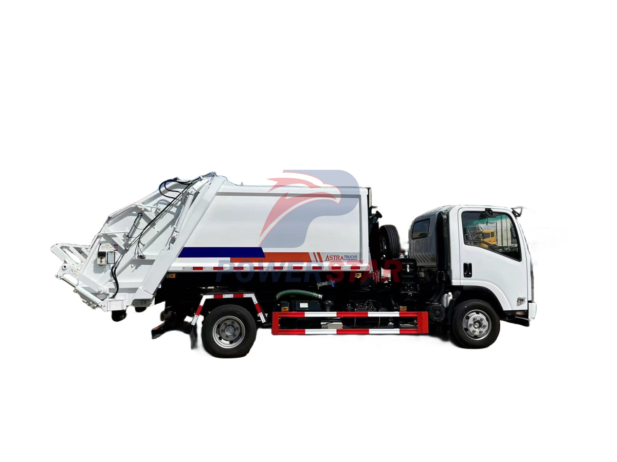 Aplicación de camiones compactadores de basura montados en camión con gancho elevador Isuzu NPR