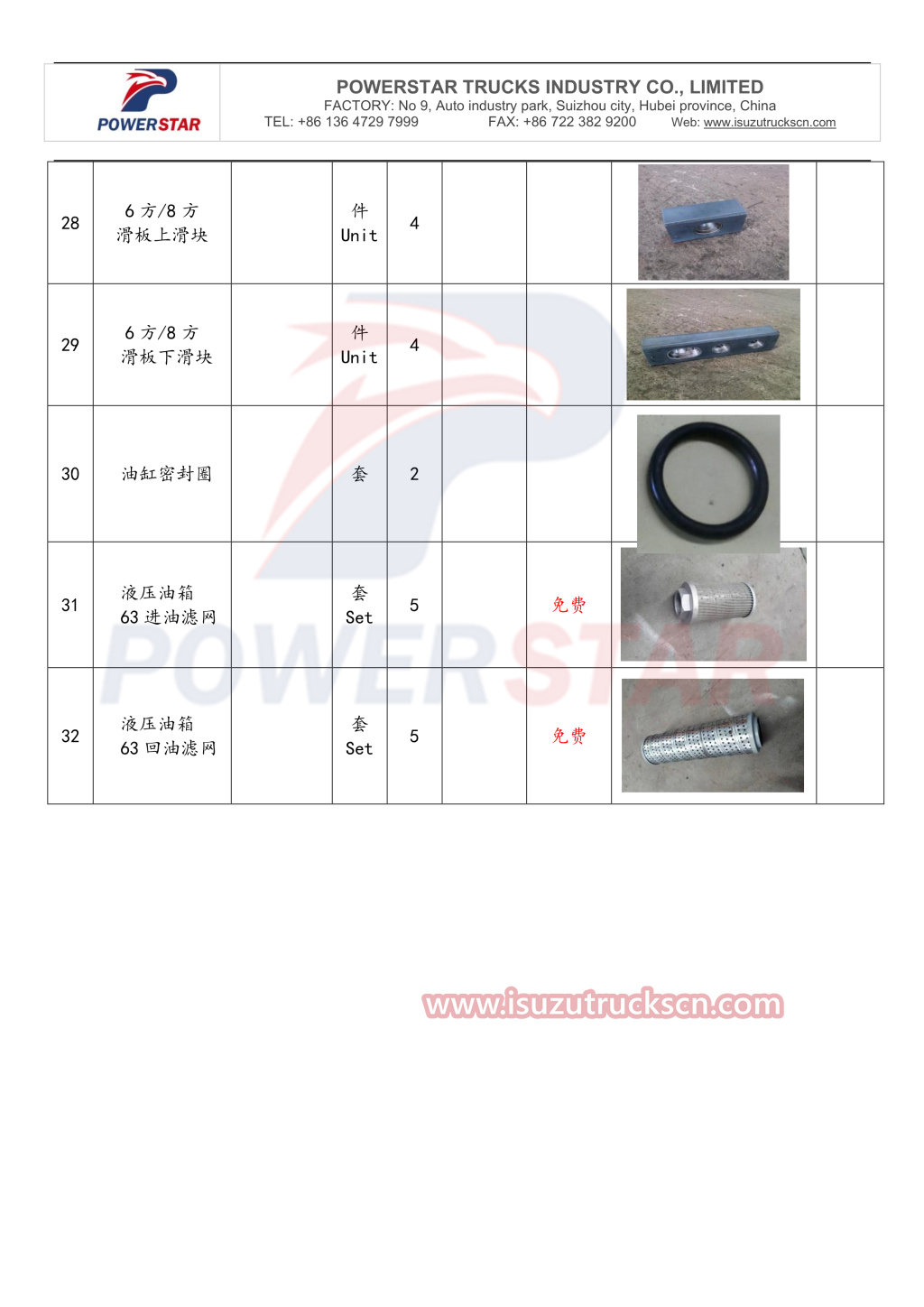 repuestos para camión de basura de compresión isuzu