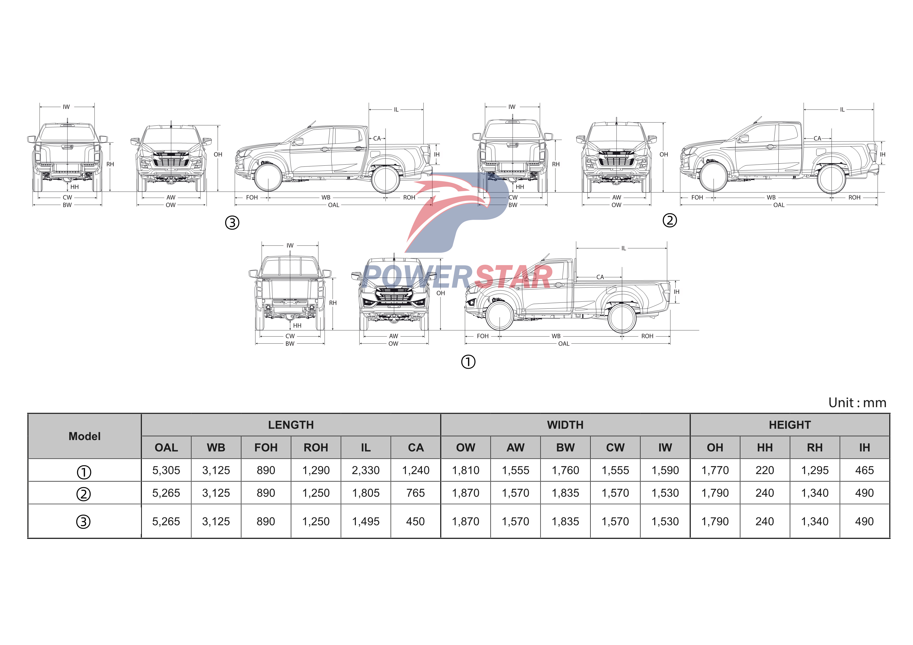 Vehículo ligero de la serie pickup Isuzu