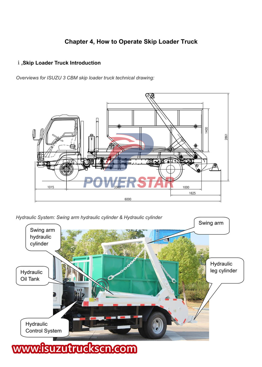 Camión portacontenedores isuzu 3cbm