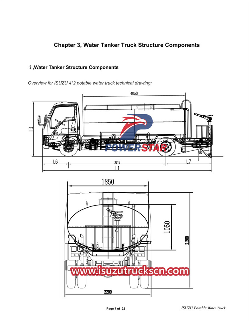 Manual del camión cisterna de agua ISUZU 600P