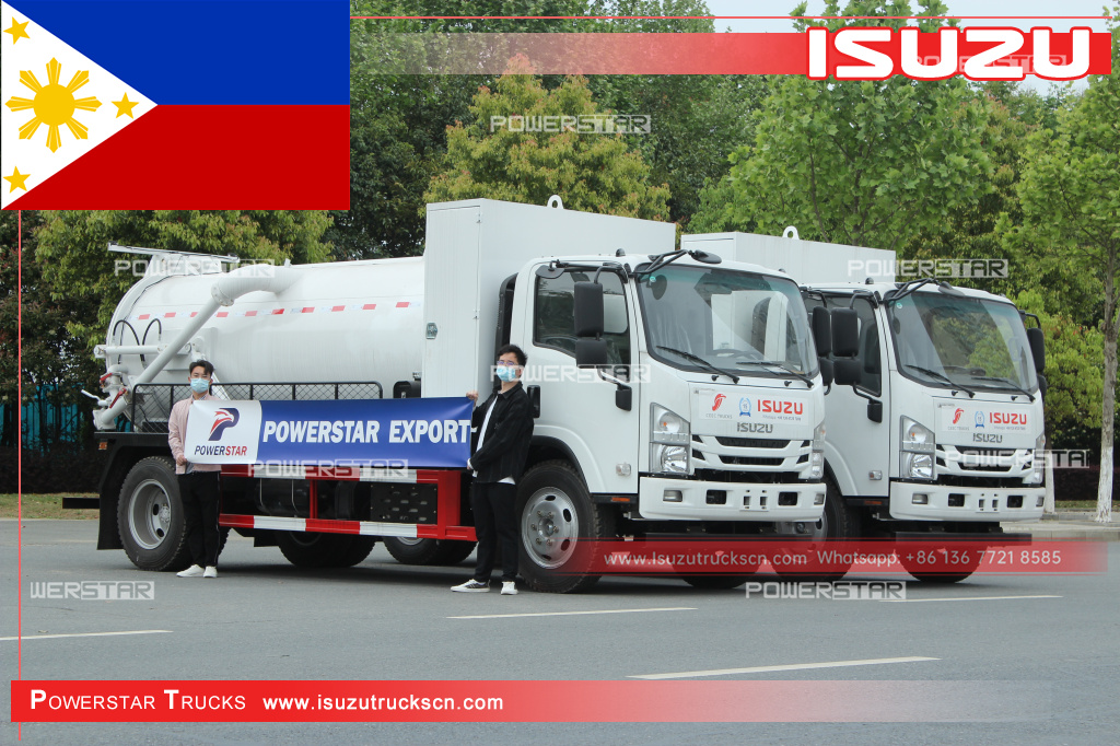 Filipinas - Camión cisterna séptica ISUZU NPR para aguas residuales con bomba MORO
    