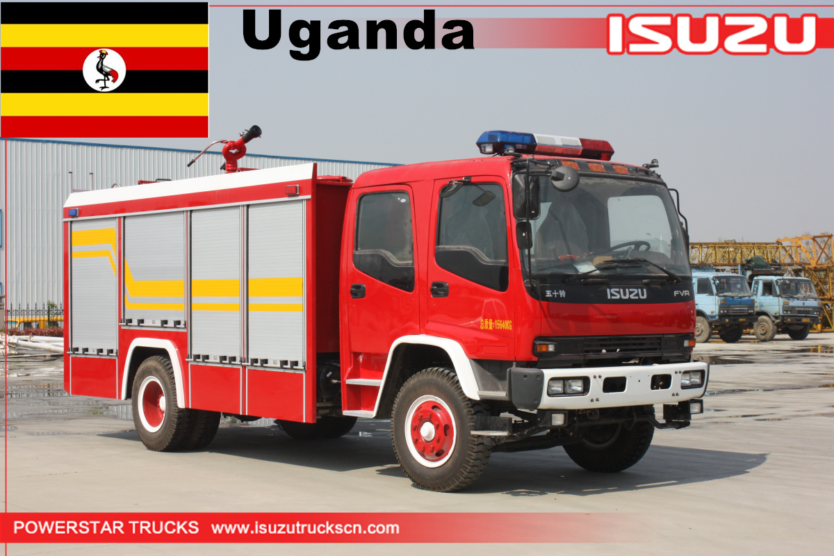 Uganda: 1 unidad de camión de bomberos de agua y espuma Isuzu
    